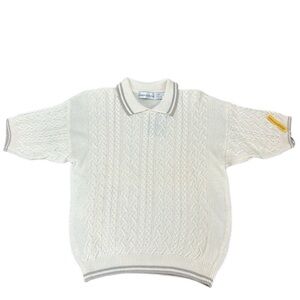 Vintage Robert Scott LTD Cotton Cable Knit Short Sleeve Top L 90’s Preppy